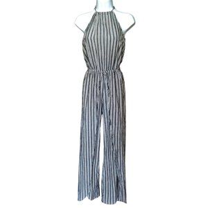 Aqua Women's XS Gray and White Lightweight Pant Jumpsuit w/Side Slits